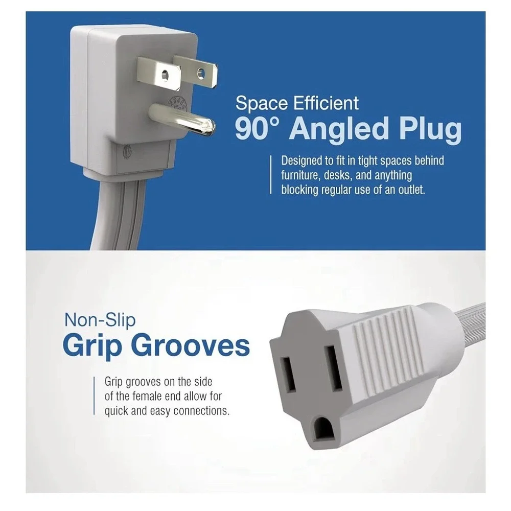 Appliance Extension Cord - 3Ft Heavy Duty Gray 2-pack [i]